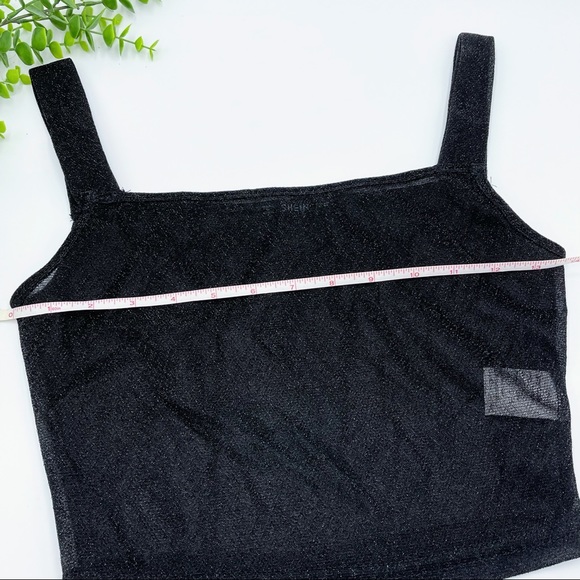 Shein Fitted Black Glitter Sleeveless Crop Top XS - Picture 5 of 8